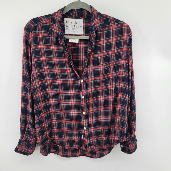 Frank & Eileen Red and Blue Plaid Button-Up Shirt Size Small - Picture 2 of 9